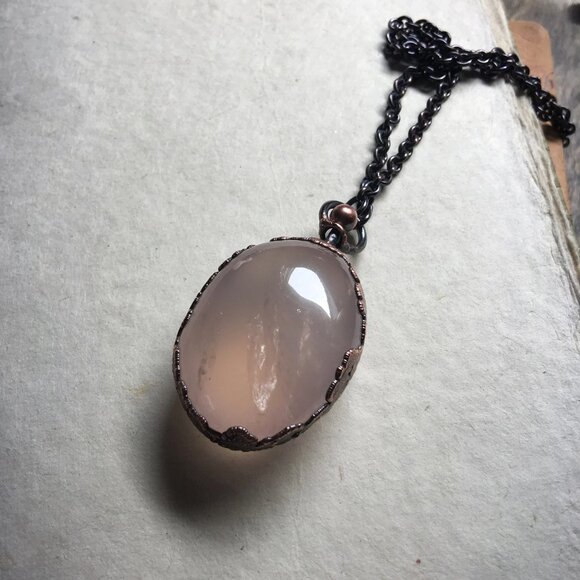 Star Rose Quartz Necklace/Reversible Spinning Amulet by Query Eve - Picture 2 of 11